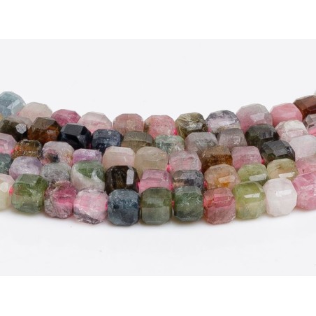 Τουρμαλίνης - Tourmaline χρώμα πολύχρωμο σχήμα κύβος ταγιέ 3 mm V1