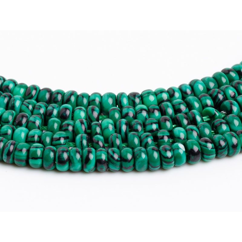 Μαλαχίτης - Malachite χρώμα πράσινο σχήμα ροδέλα 4 mm - Synth.