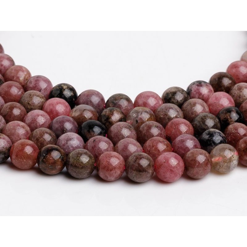 Ροδονίτης - Rhodonite χρώμα σκούρο ροζ σχήμα σφαιρικό 6.5 mm