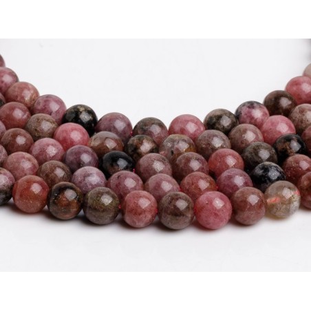 Ροδονίτης - Rhodonite χρώμα σκούρο ροζ σχήμα σφαιρικό 6.5 mm