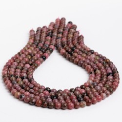 Ροδονίτης - Rhodonite χρώμα σκούρο ροζ σχήμα σφαιρικό 6.5 mm