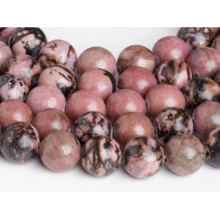 Ροδονίτης - Rhodonite χρώμα σκούρο ροζ σχήμα σφαιρικό 8.5 mm