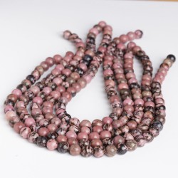 Ροδονίτης - Rhodonite χρώμα σκούρο ροζ σχήμα σφαιρικό 8.5 mm