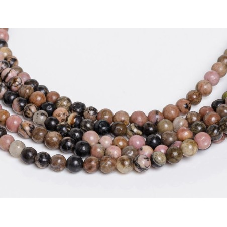 Ροδονίτης - Rhodonite χρώμα σκούρο ροζ σχήμα σφαιρικό 4.5 mm