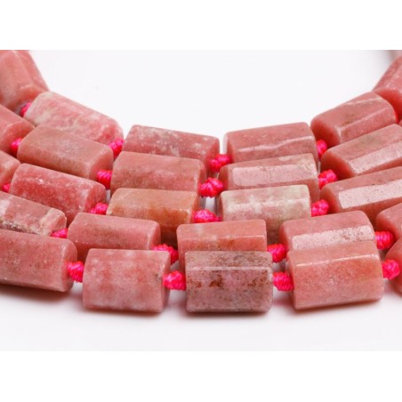 Ροδονίτης - Rhodonite χρώμα ροζ σχήμα κυλινδρικό ταγιέ 7 mm