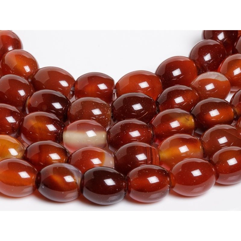 Κορνεόλη - Carnelian χρώμα κόκκινο σχήμα βαρέλι 8x9.5 mm