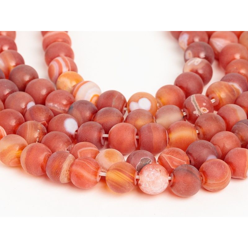 Κορνεόλη - Carnelian mat χρώμα πορτοκαλί σχήμα σφαιρικό 8.5 mm
