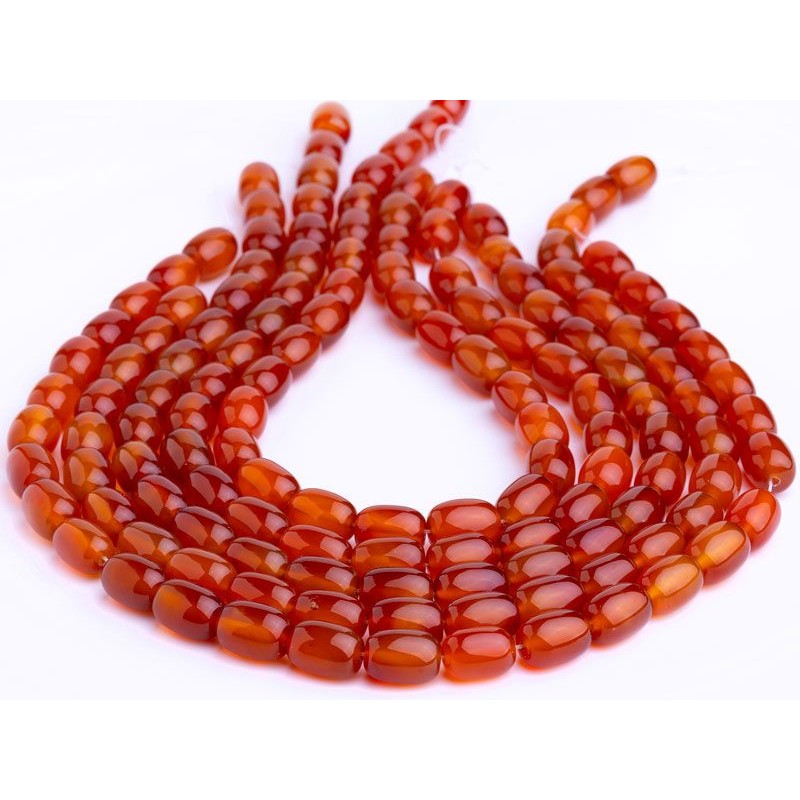 Κορνεόλη - Carnelian χρώμα κόκκινο σχήμα βαρέλι 10x14 mm