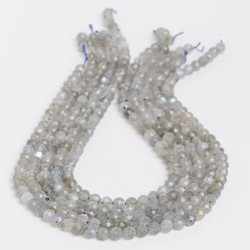 Λαμπραντορίτης - Labradorite χρώμα γκρι σχήμα σφαιρικό ταγιέ 6 mm