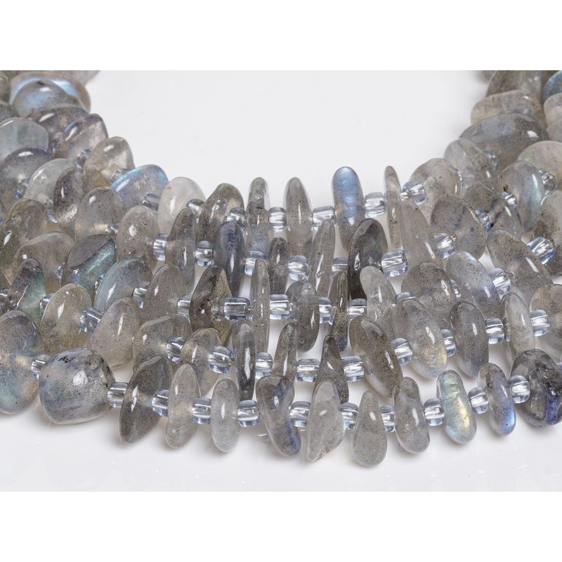 Λαμπραντορίτης - Labradorite χρώμα γκρι σχήμα ακανόνιστο ροδέλα 9-11 mm