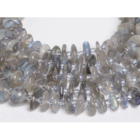 Λαμπραντορίτης - Labradorite χρώμα γκρι σχήμα ακανόνιστο ροδέλα 9-11 mm